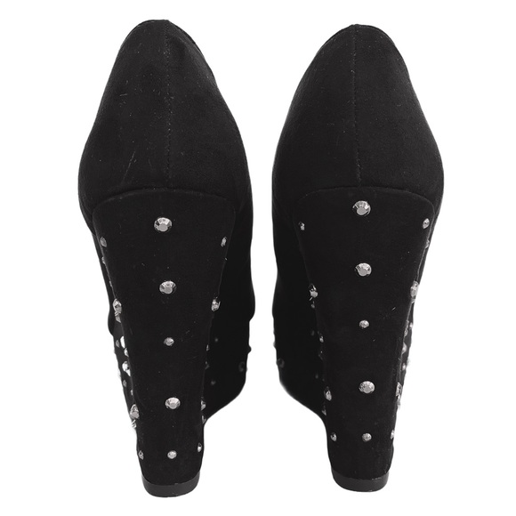 Suede and Rhinestones Platform Shoes - Picture 3 of 10